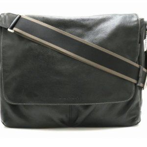 COACH HERITAGE Messenger Bag Shoulder Men's Leather Canvas Black Khaki F70556
